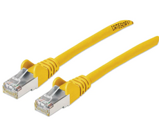 Intellinet IEC-C6AS-YLW-25, Cat6a S/FTP Patch Cable, 25 ft., Yellow, Copper, 26 AWG, RJ45, 50 Micron Connectors, Part# 743327