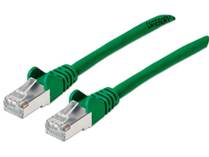Intellinet Cat6a S/FTP Patch Cable, 1 ft., Green, Copper, 26 AWG, RJ45, 50 Micron Connectors, IEC-C6AS-GR-1, Part# 743334