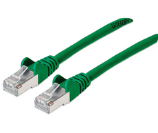 Intellinet IEC-C6AS-GR-3, Cat6a S/FTP Patch Cable, 3 ft., Green, Copper, 26 AWG, RJ45, 50 Micron Connectors, Part# 743341