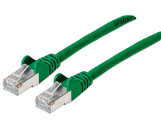 Intellinet IEC-C6AS-GR-7, Cat6a S/FTP Patch Cable, 7 ft., Green, Copper, 26 AWG, RJ45, 50 Micron Connectors, Part# 743365