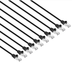 Intellinet IEC-C8-BK-1.5-SLIM-10P, Cat8.1 U/FTP Slim Network Patch Cable, 1.5 ft., Black, 10-Pack, Part# 743655