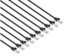 Intellinet IEC-C8-BK-5-SLIM-10P, Cat8.1 U/FTP Slim Network Patch Cable, 5 ft., Black, 10-Pack, Part# 743679