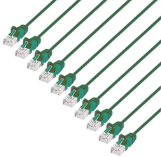 Intellinet IEC-C6-GR-14-SLIM-10P, Cat6 U/UTP Slim Network Patch Cable, 14 ft., Green, 10-Pack, Part# 744256