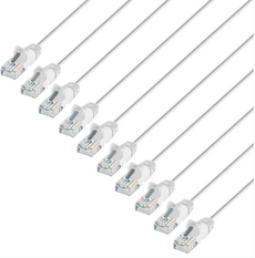 Intellinet IEC-C6-WT-1.5-SLIM-10P, Cat6 U/UTP Slim Network Patch Cable, 1.5 ft., White, 10-Pack, Part# 744263