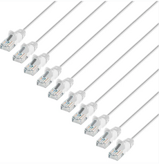 Intellinet IEC-C6-WT-3-SLIM-10P, Cat6 U/UTP Slim Network Patch Cable, 3 ft., White, 10-Pack, Part# 744270