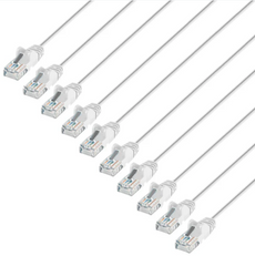 Intellinet IEC-C6-WT-7-SLIM-10P, Cat6 U/UTP Slim Network Patch Cable, 7 ft., White, 10-Pack, Part# 744294