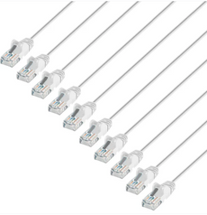 Intellinet IEC-C6-WT-14-SLIM-10P, Cat6 U/UTP Slim Network Patch Cable, 14 ft., White, 10-Pack, Part# 744317