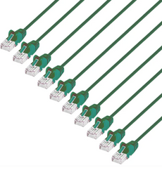 Intellinet IEC-C6-GR-0.5-SLIM-10P, Cat6 U/UTP Slim Network Patch Cable, 0.5 ft., Green, 10-Pack, Part# 744348
