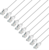 Intellinet IEC-C6-WT-0.5-SLIM-10P, Cat6 U/UTP Slim Network Patch Cable, 0.5 ft., White, 10-Pack, Part# 744355