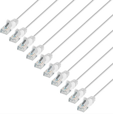 Intellinet IEC-C6-WT-0.5-SLIM-10P, Cat6 U/UTP Slim Network Patch Cable, 0.5 ft., White, 10-Pack, Part# 744355