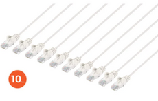 Intellinet IEC-C6-WT-1-SLIM-10P, Cat6 U/UTP Slim Network Patch Cable, 1 ft., White, 10-Pack, Part# 744577