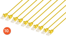 Intellinet IEC-C6-YLW-3-SLIM-10P, Cat6 U/UTP Slim Network Patch Cable, 3 ft., Yellow, 10-Pack, Part# 744751