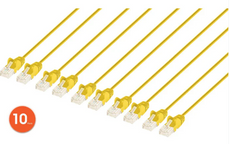 Intellinet IEC-C6-YLW-5-SLIM-10P, Cat6 U/UTP Slim Network Patch Cable, 5 ft., Yellow, 10-Pack, Part# 744768