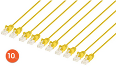 Intellinet IEC-C6-YLW-14-SLIM-10P, Cat6 U/UTP Slim Network Patch Cable, 14 ft., Yellow, 10-Pack, Part# 744799