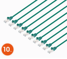 Intellinet IEC-C8-GR-0.5-SLIM-10P,  Cat8.1 U/FTP Slim Network Patch Cable, 0.5 ft., Green, 10-Pack, Part# 745000