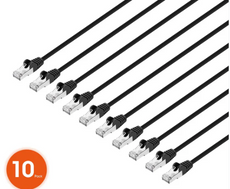 Intellinet IEC-C8-BK-0.5-SLIM-10P, Cat8.1 U/FTP Slim Network Patch Cable, 0.5 ft., Black, 10-Pack, Part# 745017