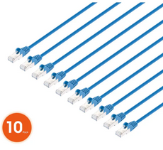 Intellinet IEC-C8-BL-0.5-SLIM-10P, Cat8.1 U/FTP Slim Network Patch Cable, 0.5 ft., Blue, 10-Pack, Part# 745024