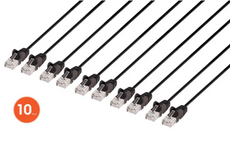 Intellinet IEC-C6-BK-20-SLIM-10P, Cat6 U/UTP Slim Network Patch Cable, 20 ft., Black, 10-Pack, Part# 745048