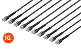 Intellinet IEC-C6-BK-10-FLEX-10P, Cat6 U/UTP FlexiBoot Slim Network Patch Cable, 10 ft., Black, 10-Pack, Part# 745215