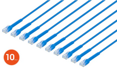 Intellinet IEC-C6-BL-2-FLEX-10P, Cat6 U/UTP FlexiBoot Slim Network Patch Cable, 2 ft., Blue, 10-Pack, Part# 745239