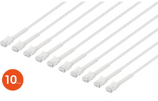 Intellinet IEC-C6-WT-3-FLEX-10P, Cat6 U/UTP FlexiBoot Slim Network Patch Cable, 3 ft., White, 10-Pack, Part# 745307