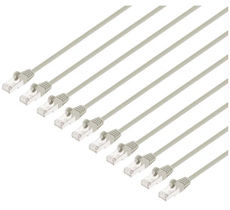 Intellinet IEC-C8-GY-0.5-SLIM-10P, Cat8.1 U/FTP Slim Network Patch Cable, 0.5 ft., Gray, 10-Pack, Part# 745376