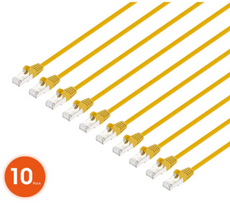 Intellinet IEC-C8-YLW-0.5-SLIM-10P, Cat8.1 U/FTP Slim Network Patch Cable, 0.5 ft., Yellow, 10-Pack, Part# 745444