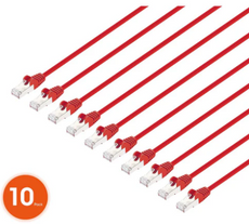 Intellinet IEC-C8-RD-10-SLIM-10P, Cat8.1 U/FTP Slim Network Patch Cable, 10 ft., Red, 10-Pack, Part# 745567
