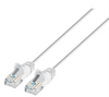 Intellinet IEC-C6-WT-10-SLIM, Cat6 UTP Slim Network Patch Cable, 100% Copper, RJ45 Male to RJ45 Male, 10 ft. (3 m), White, Part# 751544