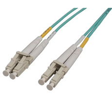 Intellinet 25 m LC to LC UPC Fiber Optic Patch Cable, 2.0 mm, Duplex, OFNR, OM3 Multimode, Aqua, Part# 751957