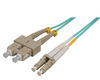 Intellinet 15 m LC to SC UPC Fiber Optic Patch Cable, 2.0 mm, Duplex, OFNR, OM3 Multimode, Aqua, Part# 752053