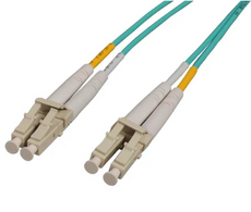 Intellinet 0.5 m LC to LC UPC Fiber Optic Patch Cable, 2.0 mm, Duplex, OFNR, OM4 Multimode, Aqua, Part# 752145
