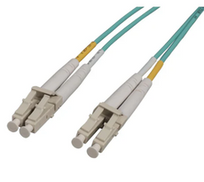 Intellinet 15 m LC to LC UPC Fiber Optic Patch Cable, 2.0 mm, Duplex, OFNR, OM4 Multimode, Aqua, Part# 752336