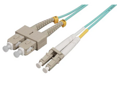 Intellinet 2 m LC to SC UPC Fiber Optic Patch Cable, 2.0 mm, Duplex, OFNR, OM4 Multimode, Aqua, Part# 752367