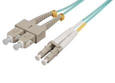 Intellinet 7 m LC to SC UPC Fiber Optic Patch Cable, 2.0 mm, Duplex, OFNR, OM4 Multimode, Aqua, Part# 752398