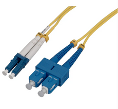 Intellinet 6 m LC to SC UPC Fiber Optic Patch Cable, 2.0 mm, Duplex, OFNR, Singlemode BIF, Yellow, Part# 760768