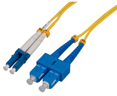 Intellinet 8 m LC to SC UPC Fiber Optic Patch Cable, 2.0 mm, Duplex, OFNR, Singlemode BIF, Yellow, Part# 760782