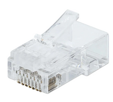 Intellinet IMP-C6A-FT100, Cat6A UTP EZ plug, 3 prong modular plug 15uin. 100pcs/jar, Part# 791359