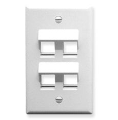 ICC FACEPLATE, ANGLED, 1-GANG, 4-PORT, WHITE Stock# IC107DA4WH