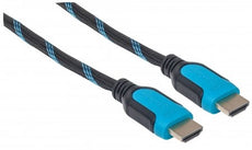Manhattan Braided High Speed HDMI Cable (Black/Blue) Male to Male  10ft, Stock# 354813