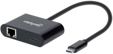 manhattan USB-C to Gigabit Network Adapter with Power Delivery Port, Part# 153454