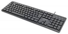 Manhattan Wired Keyboard, 104 Keys, Built-in USB Cable, LED Indicator Lights, Black, Part# 180689
