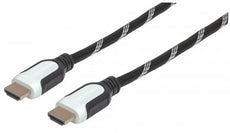 Manhattan Braided High Speed HDMI Cable (Black/White) Male to Male  15ft, Stock# 354790