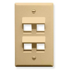 ICC FACEPLATE, ANGLED, 1-GANG, 4-PORT, IVORY Stock# IC107DA4IV