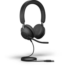 Jabra Evolve2 40 Stereo Wired On-Ear Headset (Microsoft Teams, USB Type-A, Black) MFR # 24089-999-999 NEW