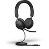 Jabra Evolve2 40 Stereo Wired On-Ear Headset (Microsoft Teams, USB Type-A, Black) MFR # 24089-999-999 NEW