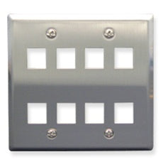 ICC FACEPLATE, STAINLESS STEEL,2-GANG,8-PORT Stock# IC107DF8SS