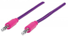 INTELLINET/Manhattan 3.5mm Braided Audio Cable Purple/Pink, 1 m (3 ft.), Stock# 394116