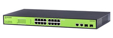 Syncom 16-Port 10/100 Managed Fast Ethernet Switch, 2 Gigabit Combo Fiber/TX Ports, 16-Port 802.3at PoE+ (250W), Stock# FM18P-250