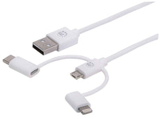 Manhattan 3-in-1 USB Charging and Data Cable, Part# 353434